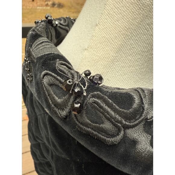 Escada by Margaretha Ley Black Embellished Quilted Velvet Bomber Jacket Sz 10 - Picture 10 of 13